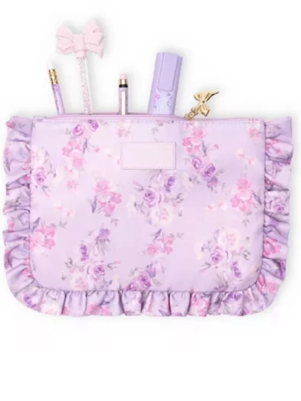 New LoveShackFancy x Target - Lavendar Floral Bow Zip Pouch /Clutch with Ruffles
